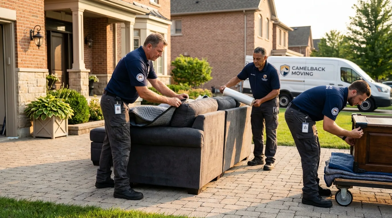Large estate moving crew wrapping furniture in Greensburg, LA