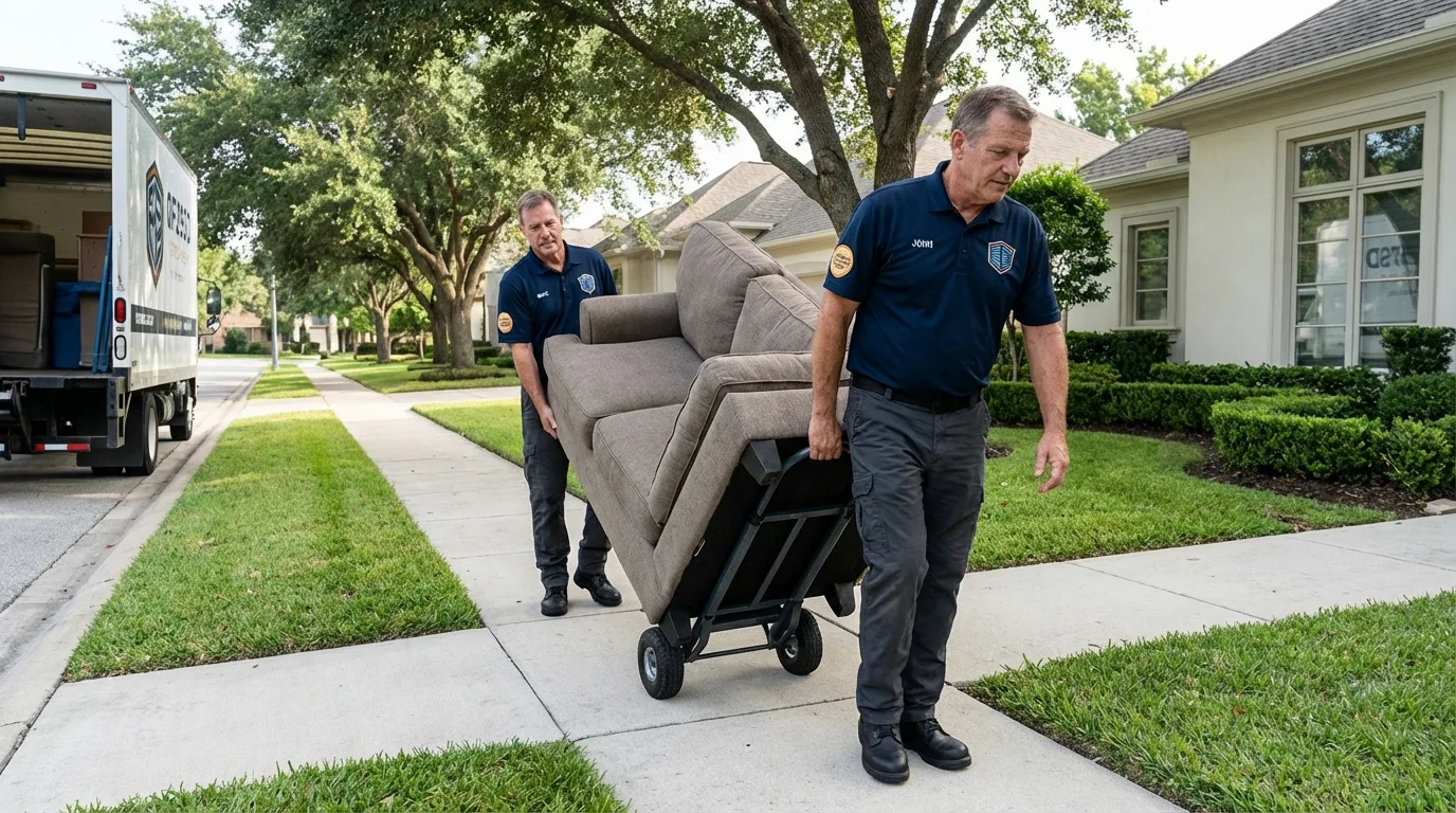Local residential moving crew loading furniture in Greensburg, LA